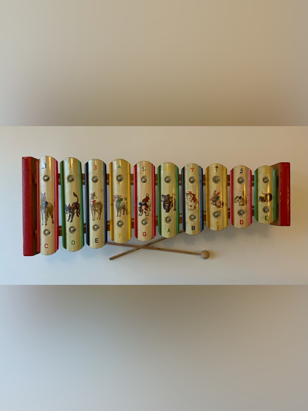 Colorful Toy Xylophone with Animal Prints - Multicolor